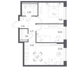 2-к квартира, сданный дом, 53м2, 10/17 этаж