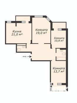 3-к квартира, вторичка, 88м2, 6/7 этаж