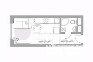 Студия квартира, вторичка, 19м2, 2/17 этаж