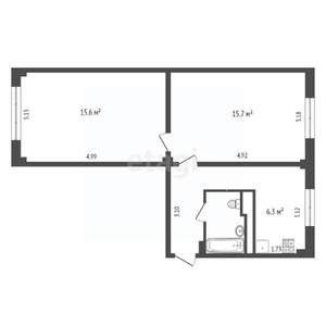 2-к квартира, вторичка, 46м2, 5/5 этаж