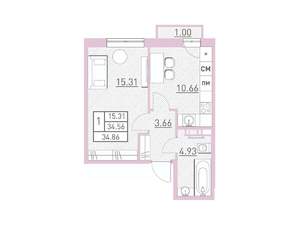 1-к квартира, вторичка, 34м2, 4/17 этаж