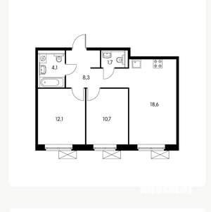 2-к квартира, вторичка, 55м2, 6/15 этаж
