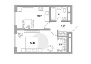 1-к квартира, вторичка, 37м2, 10/17 этаж