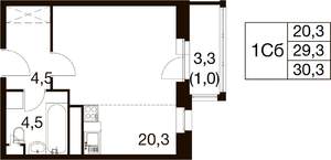 Студия квартира, вторичка, 30м2, 7/18 этаж