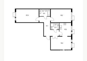 3-к квартира, вторичка, 88м2, 8/15 этаж