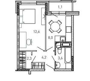 1-к квартира, вторичка, 32м2, 10/17 этаж