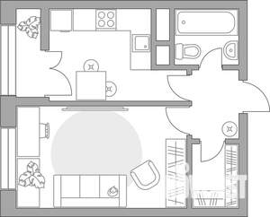 1-к квартира, вторичка, 34м2, 12/25 этаж