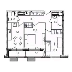 2-к квартира, вторичка, 48м2, 5/17 этаж