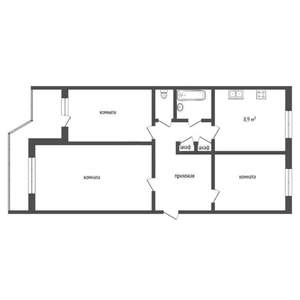 3-к квартира, вторичка, 63м2, 8/9 этаж