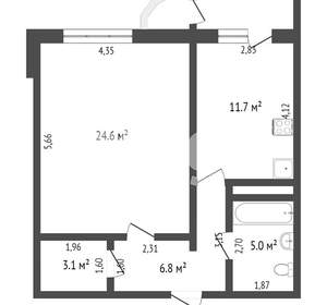 1-к квартира, вторичка, 54м2, 9/17 этаж