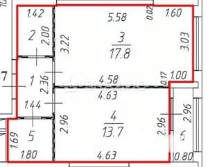 1-к квартира, сданный дом, 43м2, 14/26 этаж