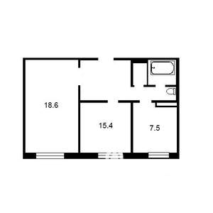 2-к квартира, вторичка, 43м2, 5/5 этаж