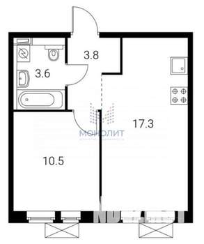 1-к квартира, вторичка, 35м2, 6/25 этаж