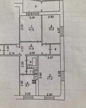 3-к квартира, вторичка, 63м2, 8/9 этаж