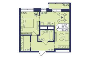 1-к квартира, вторичка, 40м2, 10/17 этаж