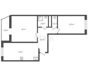 2-к квартира, вторичка, 58м2, 3/25 этаж