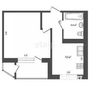 1-к квартира, вторичка, 34м2, 13/19 этаж