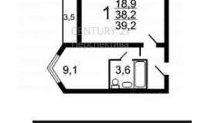 1-к квартира, вторичка, 38м2, 9/17 этаж
