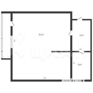 1-к квартира, вторичка, 32м2, 2/5 этаж