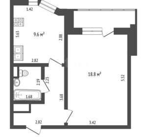 1-к квартира, вторичка, 38м2, 17/17 этаж
