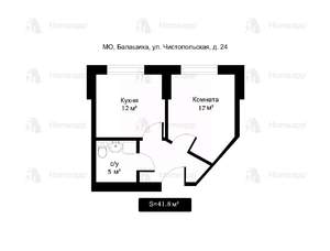 1-к квартира, вторичка, 42м2, 5/23 этаж