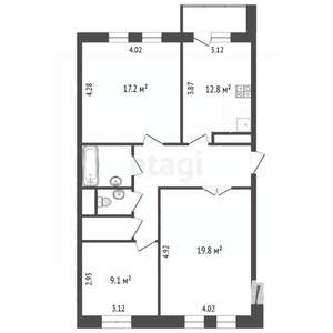 3-к квартира, вторичка, 77м2, 5/17 этаж