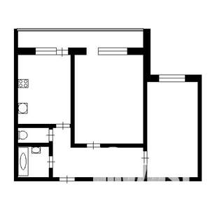 2-к квартира, вторичка, 50м2, 3/3 этаж