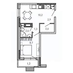 1-к квартира, вторичка, 30м2, 9/17 этаж