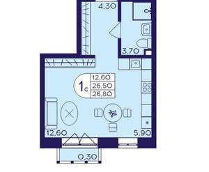 Студия квартира, вторичка, 27м2, 5/21 этаж