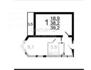 1-к квартира, вторичка, 38м2, 9/17 этаж
