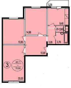 3-к квартира, вторичка, 81м2, 16/17 этаж