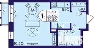 Студия квартира, вторичка, 30м2, 6/23 этаж