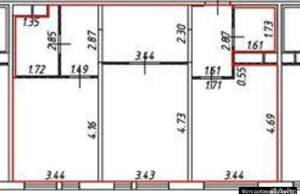 2-к квартира, вторичка, 69м2, 5/16 этаж