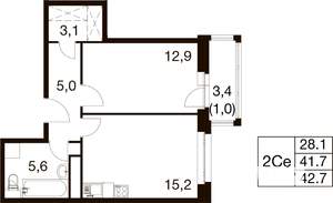1-к квартира, вторичка, 43м2, 15/18 этаж