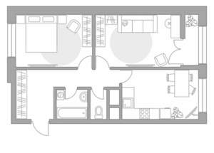 2-к квартира, строящийся дом, 54м2, 22/25 этаж