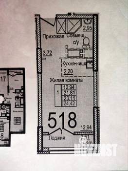 Студия квартира, сданный дом, 25м2, 20/25 этаж