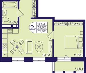 1-к квартира, вторичка, 40м2, 7/17 этаж