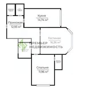 2-к квартира, вторичка, 61м2, 3/17 этаж