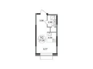 Студия квартира, строящийся дом, 21м2, 21/22 этаж