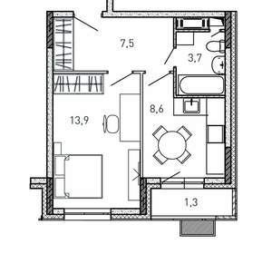 1-к квартира, вторичка, 35м2, 11/17 этаж