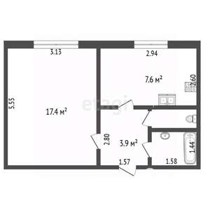 1-к квартира, вторичка, 32м2, 1/3 этаж