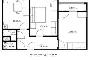 2-к квартира, вторичка, 71м2, 17/18 этаж