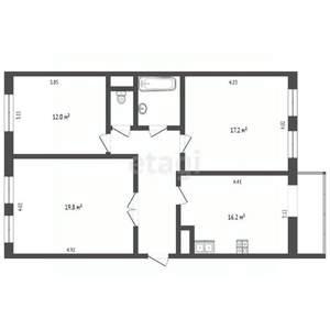 3-к квартира, вторичка, 80м2, 6/17 этаж