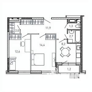 2-к квартира, вторичка, 54м2, 6/17 этаж