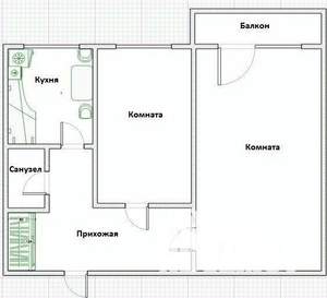 2-к квартира, вторичка, 43м2, 3/9 этаж