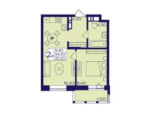 1-к квартира, вторичка, 35м2, 13/17 этаж