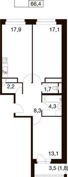 3-к квартира, вторичка, 64м2, 5/17 этаж