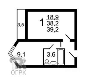 1-к квартира, вторичка, 39м2, 12/19 этаж