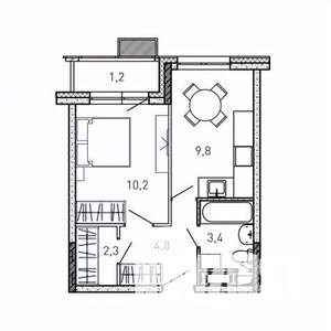 1-к квартира, вторичка, 32м2, 12/17 этаж