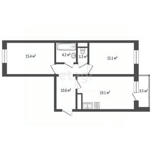 2-к квартира, вторичка, 68м2, 6/22 этаж